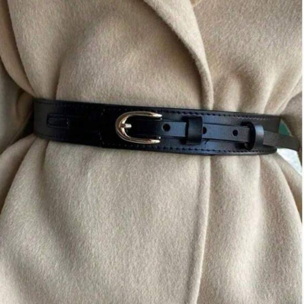 Zara limited edition minimalist Black faux Leather Belt - Picture 5 of 8